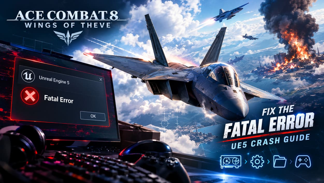 How to Fix Ace Combat 8: Wings of Theve Fatal Error Crash (Unreal Engine 5 Guide) How to Fix Ace Combat 8: Wings of Theve Fatal Error Crash (Unreal Engine 5 Guide)