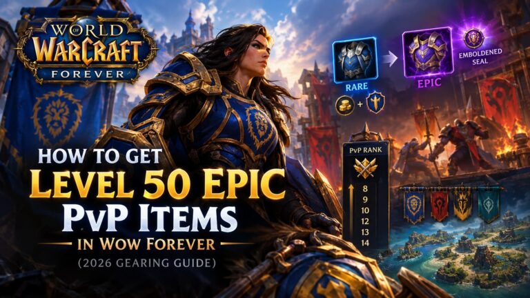 How to Get Level 50 Epic PvP Items in WoW Forever (2026 Gearing Guide) How to Get Level 50 Epic PvP Items in WoW Forever (2026 Gearing Guide)