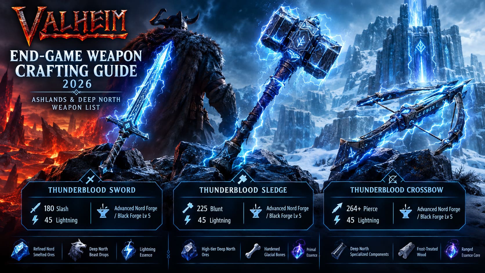 Valheim End-Game Weapon Crafting Guide 2026: Ashlands & Deep North Weapon List Valheim End-Game Weapon Crafting Guide 2026: Ashlands & Deep North Weapon List